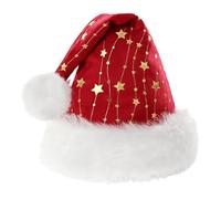Opvonxeh Christmas Santa Hat, Soft Plush Holiday Headwear, Easy to Wear Classic Red and White Festive Hat for Family Parties, New Year Parades, Cosplay, Holiday Photography, 17.72 Inch