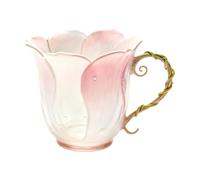 Opvonxeh Floral Coffee Mug, Gradient Modern Glass Bottle, Vine Handle Petal Shape Cup, Elegant Aesthetic Drinkware for Tea, Juice, Water, Beer, Stylish Home, Kitchen Table Decor, 3.54 Inch