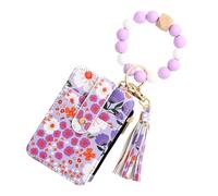 Opvonxeh Flower Wallet Purse, Keychain Wristlet Wallet, Folded Edge Faux Leather, ID Bag For Tickets, Cute Keychain Wristlet, Card Holder For Tickets, Floral Print Wallet, Small Faux Leather Wallet