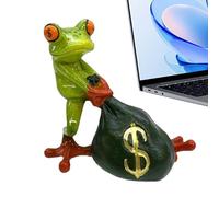 Opvonxeh Frog Figurines, Wealth Frog Decor, Resin Frog Garden Statue, Creative Frog Ornament, Dollar Sign Money Ornament, Fortune Home Decor, Workplace Frog Statues, Yard Decorations