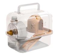 Opvonxeh Hamster Carrier, Fan Travel Case for Small Pets, Trasparente Lightweight Carrying Gage for Camsters, Gerbils, Mice, Ideal for Hiking, Walking and Outdoor Adventures, arancione, Se référer au