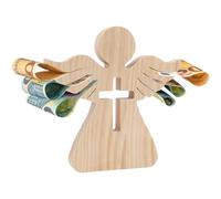 OPVXZAD Angelo Deco In Legno,Regali In Denaro Angelo In Legno,Angelo In Legno Con Croce,Angelo In Legno Con Incisione Per Battesimo,Angelo Custode,Regalo Per Ragazze e Ragazzi