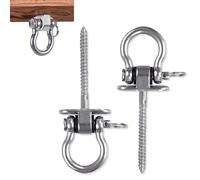 OPVYAEU 2 Pezzi Gancio Soffitto in Acciaio Inossidabile con Vite a Punta per Legno, Gancio Oscillante a 180° in avanti e Indietro per Altalena, Yoga, Sacco da Boxe, Gym, Amaca Sedia, M8 x 125mm