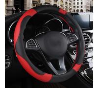 OPYJUV Coprivolante in Pelle per Auto per Range Rover Evoque, Copri Volanti Microfibra, Copertura Protezione del Volante Antiscivolo Traspirante, Accessorio Auto,Red