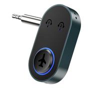 OQIMAX Adattatore Bluetooth 5.3 aereo, trasmettitore Bluetooth jack 3,5 trasmettitore Bluetooth per 2 cuffie, AUX Bluetooth adaper per aereo/TV/PC per cuffie/altoparlante senza fili, 16H orario di