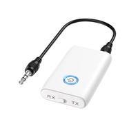 OQIMAX Ricevitore trasmettitore Bluetooth 5.3, adattatore audio wireless Bluetooth 2 in 1 da 3,5 mm con bassa latenza, riduzione del rumore, ricevitore audio plug and play per TV, PC, cuffie,