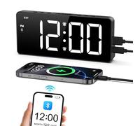 OQIMAX Sveglia da comodino, sveglia digitale con sincronizzazione Bluetooth, orologio da comodino da 7 pollici con luminosità a 5 livelli e regolazione del volume a 3 livelli, snooze, tipo
