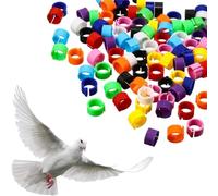 OQKAHIV 100 anelli per zampe di uccello di 8 mm in plastica, multicolori, Perfetti per polli, quaglie, piccioni e altri piccoli animali, Con clip sulle gambe per un facile utilizzo, Colore casuale,