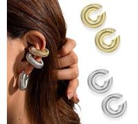 OQKAHIV 2 Coppie Ear Cuff Orecchini Non piercing, Orecchini per polsini per orecchie da donna Orecchini, Orecchini non penetranti Orecchini a clip per ragazze, Orecchini Donna Chunky Earcuff