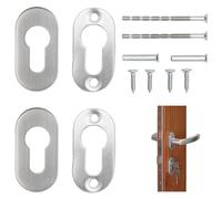 OQKAHIV Copri serratura ovale in acciaio inox opaco, Rosetta chiave, per porte interne/esterne, buco serratura in acciaio inossidabile, cilindro profilato, argento - 4 pcs