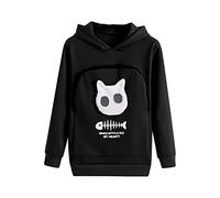 OQSM Fluffsy Cat And Dog Pouch Hoodle,Cat Dog Kangaroo Pouch Holder Sweatshirt,Casual Sweatshirt Unisex (L,Black)