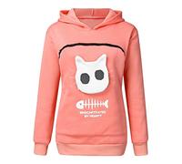 OQSM Fluffsy Cat And Dog Pouch Hoodle,Cat Dog Kangaroo Pouch Holder Sweatshirt,Casual Sweatshirt Unisex (M,Pink)