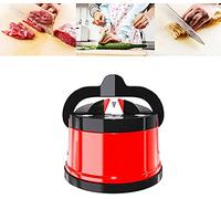OQSM Suction Knife Sharpener Manual Sharpener Whetstone Whetstone Sharpener with Suction Cup for all Blade Types for Kitchen,Workshop,Craft Rooms,Camping,Hiking (Red)