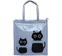 Or&My Shopper Bag Borsa Donna in Plastica Busta Riutilizzabili per la Spesa Borse con Cerniera Casual Universale Fantasia Gatto Gatti Idea Regalo (Grigio, M)