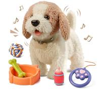 OR OR TU Cane da Passeggio per Bambini, Cammina e Abbaia al Guinzaglio, Realistico Giocattolo Interattivo per Cani di Peluche Elettronico per Bambini 3 4 5 6 7+ anni Ragazze Ragazzi Regalo