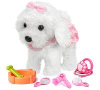 OR OR TU Giocattoli per cani da passeggio per bambini con telecomando in peluche robot cane realistico elettronico animali domestici cucciolo, camminare e abbaiare su un guinzaglio