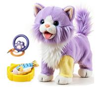 OR OR TU Giocattolo Gatto che Cammina e Miagola per Bambini, Gatto di Peluche Elettronico con Telecomando, Miagola, Muove la Coda e Tira Fuori la Lingua, Gatto Domestico Elettronico Interattivo