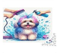 Ora del bagno per il cane Puzzles 1000 Pezzi Carta riciclata per adulti Puzzle per adulti Gioco stimolante Ottima idea regalo per relax per uomini e donne 70x50cm/1000pcs