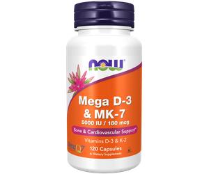 ORA Mega D3 e MK-7, vitamina d3 5000 UI e vitamina K2 180 ug, 120 capsule vegetali