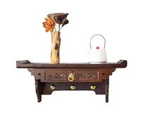 Oracra Altare Meditazione Tavolino da Altare con Nicchia e Cassetto Supporto per Preghiere e Offerte Buddiste Portaincensi per Santuari e Templi Mensola Intagliata per La Meditazione(80cm(31 1/2"))