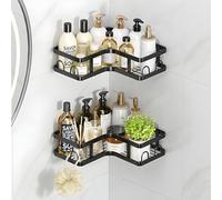 ORAGKE Mensola Doccia senza Foratura Angolare | 2 Porta Sapone per Doccia | Portaoggetti Doccia Adesivo | Organizer Bagno con Ganci | Porta Bagnoschiuma da Doccia | Impermeabile, Antiruggine | Nero
