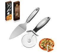 ORAGKE Rotella Tagliapizza Set 2 in 1, Taglia Pizza e Pala Torta in Acciaio Inox con Impugnatura Ergonomica Antiscivolo e Salvadita Tagliapasta, Pizza Cutter per Pizza Torte Pie Waffle Pane, ø 7,8 cm