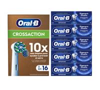 Oral-B 16 Testine Di Ricambio Cross Action Bianche + 5 Dentifrici Advanced Rigenera Smalto
