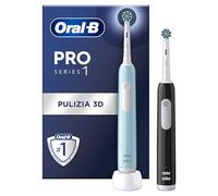 Oral-B 2 Spazzolini Elettrici Pro Serie 1, 2 Testine, Blu e Nero | 2 Spazzolini Ricaricabili, 2 Testine di Ricambio, Gengive Protette, Pulizia Denti Efficace, 3 Modalità