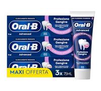 Oral-B Dentifricio Advanced Protezione Gengive 3x75ml, Dentifricio per Gengive Infiammate Clinicamente Provato, Pulizia Denti Efficace, Alito Fresco, Sapore Menta Piperita e Menta Verde