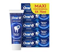 Oral-B Dentifricio Advanced Rigenera Smalto, Sapore Menta Piperita e Eucalipto, 5 Dentifrici, Pulizia Denti Efficaci, Confezione 5x75ml Maxi Convenienza