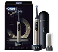 Oral-B iO10 Spazzolino Elettrico Lunar Gold, Spazzolino Elettrico Oral B, Testina Ultimate Clean, Caricatore Magnetico, Custodia da Viaggio, Supporto Igienico per Testine, Pulizia Denti