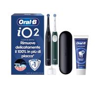 Oral-B iO 2 Duo Nero e Verde, 2 Testine, 1 Custodia Da Viaggio + Dentifricio Advanced Rigenera Smalto