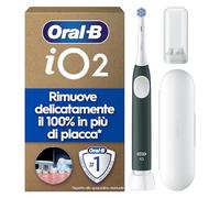 Oral-B iO 2 Spazzolino Elettrico Oral B, Verde, 1 Testina Di Ricambio, 1 Spazzolino, Custodia Da Viaggio, Supporto per Testine, Delicato sulle Gengive, Efficace sulla placca, Sensore di Pressione