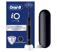 Oral-B iO 2 Spazzolino Elettrico Nero, 1 Testina Di Ricambio per Spazzolino Elettrico Oral B, Custodia Da Viaggio, Supporto per testine, Delicato sulle Gengive, Sensore di Pressione