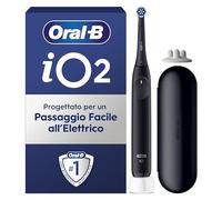 Oral-B iO 2 Spazzolino Elettrico Oral B, Nero, 1 Testina Di Ricambio, 1 Custodia Da Viaggio, Supporto per testine, Spazzolino, Delicato sulle Gengive, Efficace sulla placca, Sensore di Pressione