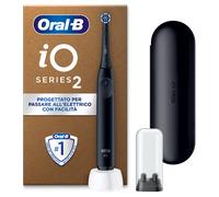 Oral-B iO 2 Spazzolino Elettrico Nero SIOC, 1 Testina Di Ricambio, 1 Custodia Da Viaggio, 1 Supporto per testine