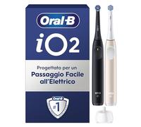 Oral-B iO 2 Spazzolino Elettrico Oral B, Nero e Rosa, 1 Testina Di Ricambio, 2 Spazzolini, Delicato sulle Gengive, Efficace sulla placca, Sensore di Pressione, Pulizia Denti Efficace