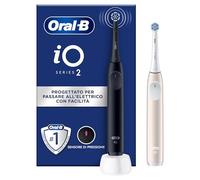 Oral-B iO 2 Spazzolino Elettrico Oral B, Nero e Rosa, 1 Testina Di Ricambio, 2 Spazzolini, Delicato sulle Gengive, Efficace sulla placca, Sensore di Pressione, Pulizia Denti Efficace