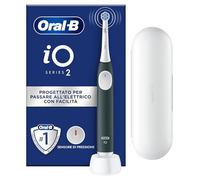 Oral-B iO 2 Spazzolino Elettrico Oral B, Verde, 1 Testina Di Ricambio, 1 Custodia Da Viaggio, Supporto per testine, Spazzolino, Delicato sulle Gengive, Efficace sulla placca, Sensore di Pressione