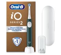 Oral-B iO 2 Spazzolino Elettrico Verde SIOC, 1 Testina Di Ricambio, 1 Custodia Da Viaggio, 1 Supporto per testine