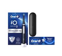Oral-B iO 3 Nero, 1 Testina, 1 Custodia Da Viaggio + Dentifricio Advanced Rigenera Smalto