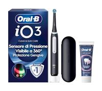 Oral-B Spazzolino Elettrico Ricaricabile iO 3 Nero, 1 Spazzolino Elettrico, 1 Testina Di Ricambio, Custodia Da Viaggio + Dentifricio Oral-B Advanced Protezione Gengive, Pulizia Denti Efficace