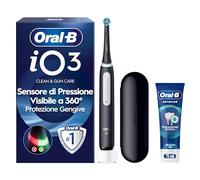 Oral-B Spazzolino Elettrico Ricaricabile iO 3 Nero con 1 Testina Di Ricambio, 1 Custodia Da Viaggio +1 Dentifricio Oral-B Advanced Prevenzione Tartaro, Nuova versione