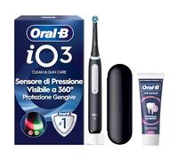 Oral-B iO 3 Spazzolino Elettrico, 1 Testina, Custodia, Dentifricio, Nero