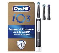 Oral-B iO 3 Spazzolino Elettrico, 3 Testina di Ricambio, Nero