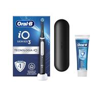 Oral-B iO 3 Spazzolino Elettrico, Nero, Testina, Custodia, Dentifricio | Testina di Ricambio per Spazzolino Elettrico, Ricaricabile, Custodia da Viaggio, Dentifricio Pro Expert