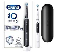 Oral-B iO 5 Confezione da 2, spazzolini elettrici bianchi e neri, 2 testine