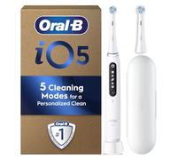 Oral-B iO 5 Spazzolino Elettrico Bianco, 2 Testine, 1 Custodia da Viaggio, Progettato da Braun