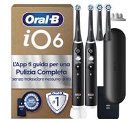 Oral-B iO 6, 2 Spazzolini Elettrici, 4 Testine di Ricambio, Custodia, Nero
