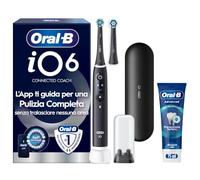 Oral-B Spazzolino Elettrico Ricaricabile iO 6N Nero, 1 Spazzolino Elettrico, 2 Testine Di Ricambio, Custodia Da Viaggio + 1 Dentifricio Oral-B Advanced Prevenzione Tartaro, Pulizia Denti